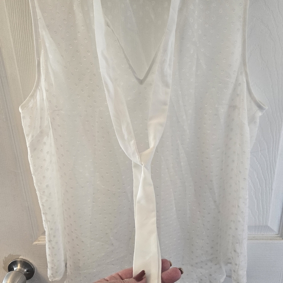 SALE!! Daniel Rainn Sheer White Sleeveless Top - Picture 5 of 10